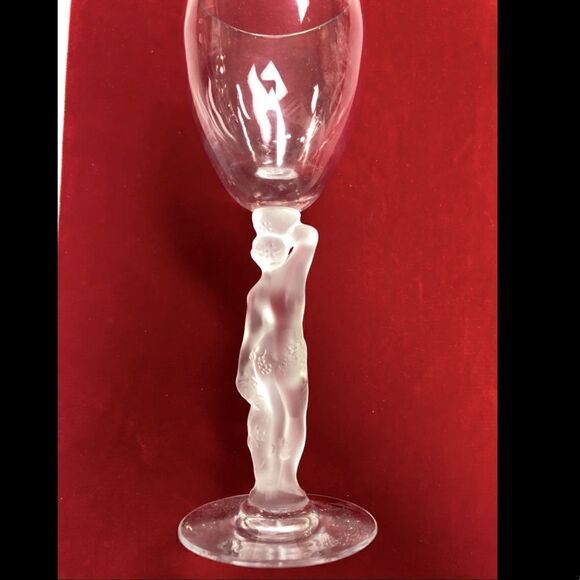 Vintage Bayel Bacchus by France Male Nude Frosted Wine Glass Goblet NO CHIPS - Picture 2 of 4